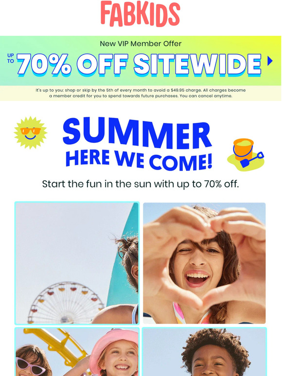 FabKids Stock up for summer with 70 off! Milled