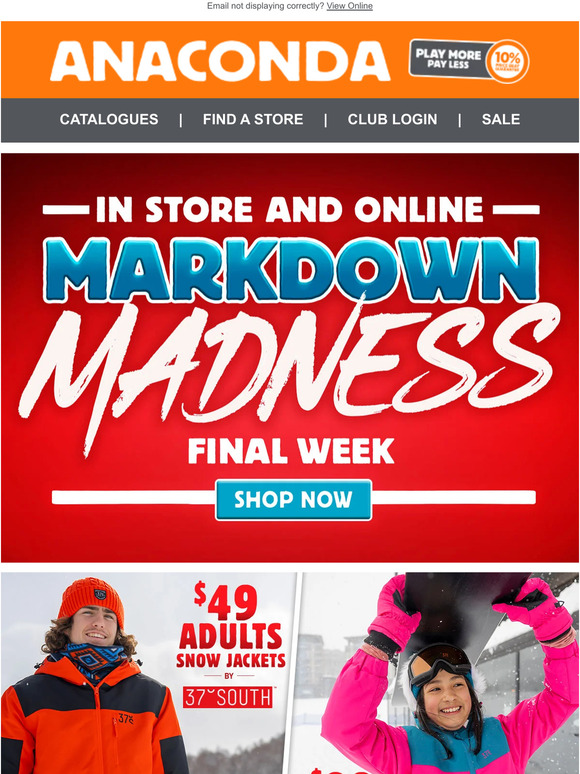 $49 ADULTS & $39 KIDS SNOW JACKETS & PANTS!