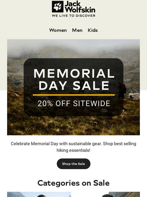 Memorial Day Sale: Get 20% Off Sitewide!