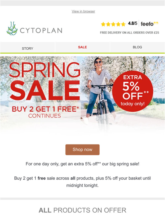 Extra 5% off today only!