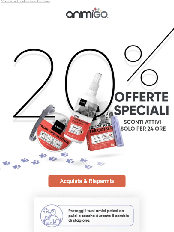 -20% di sconto su tutti i nostri prodoti Pulci & Zecche