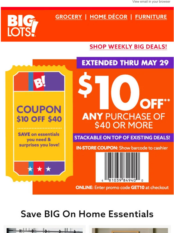 Big Lots 10 Off 40 has Been Extended 🙌 Milled