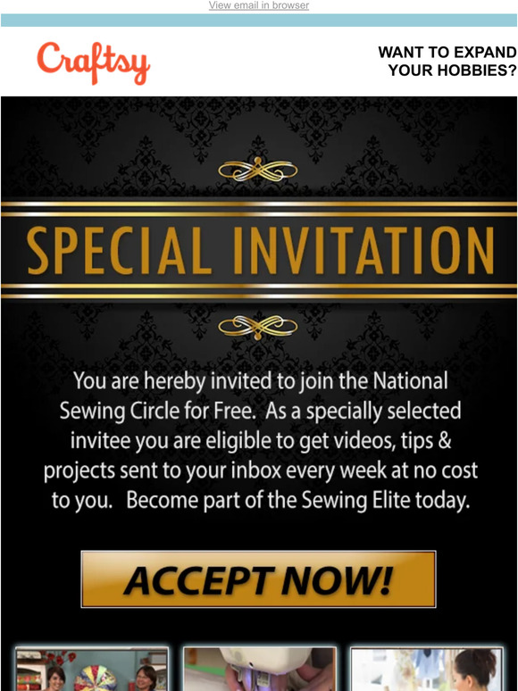 **SPECIAL INVITATION**  Get Free Sewing Videos, Tips & More.