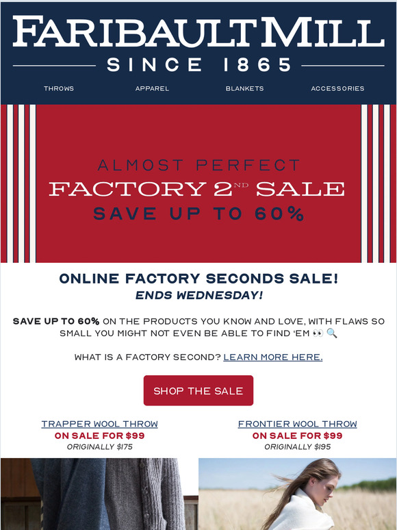 Happening Now! Factory Seconds Sale + Cabin Opening Sale!