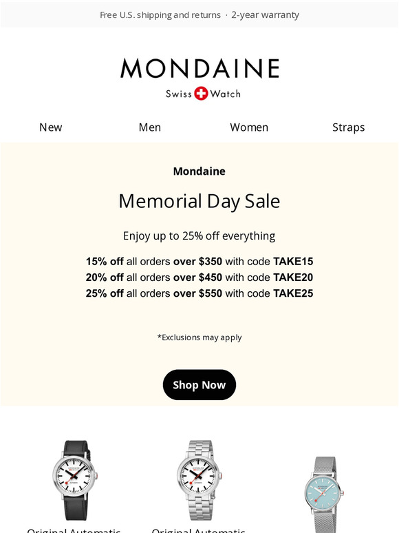 Memorial Day Savings: Up to 25% off