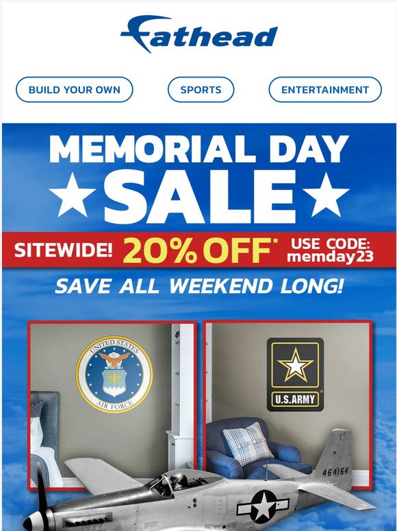 Memorial Day Sale STARTS NOW! 💥 20% OFF SITEWIDE!*