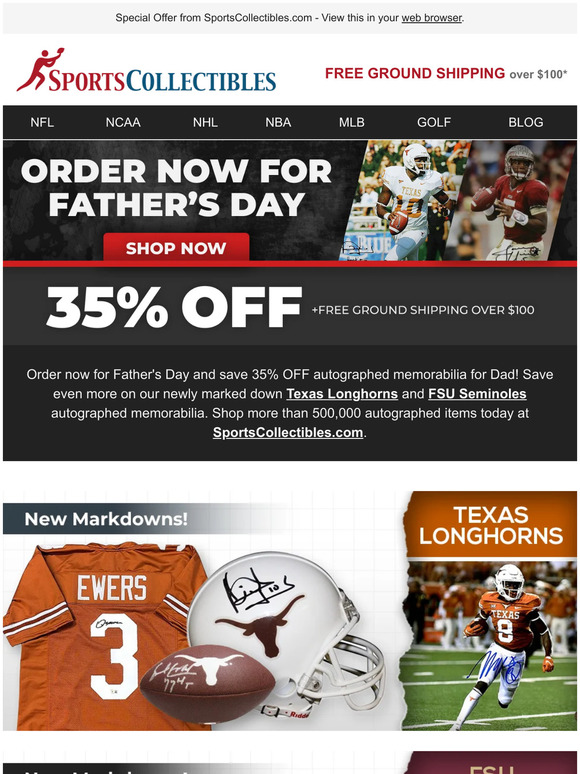 For Father's Day: Great selection of signed  memorabilia from top teams