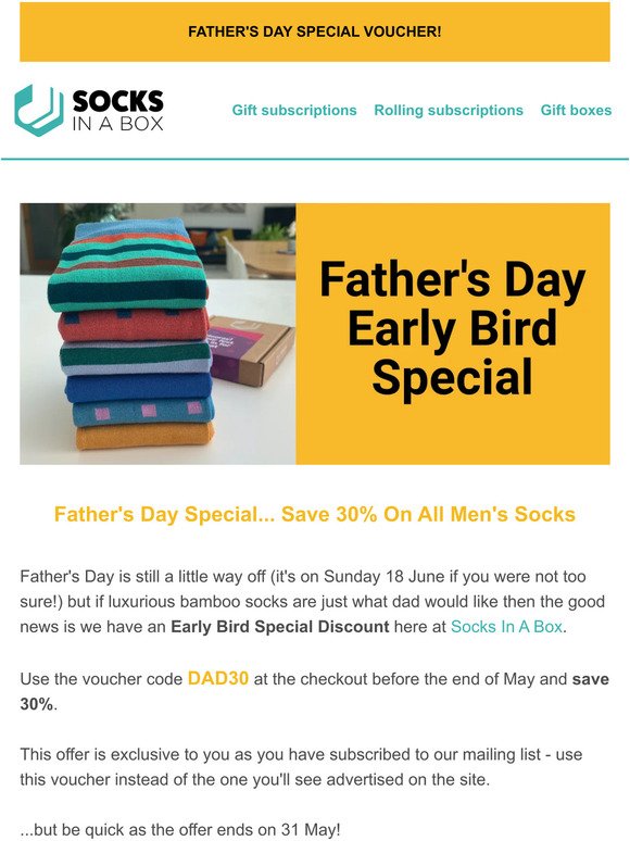 Father's Day 30% Off Voucher - Early Bird Exclusive