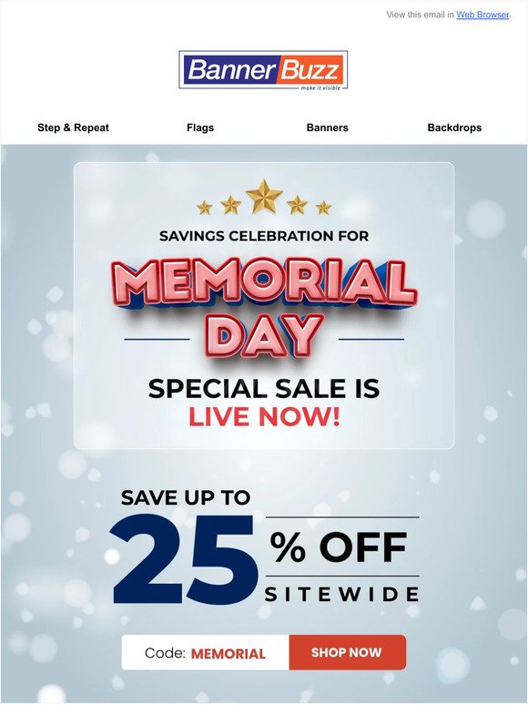 Memorial Day Price Drop 🔽 Save Up to 25% Sitewide