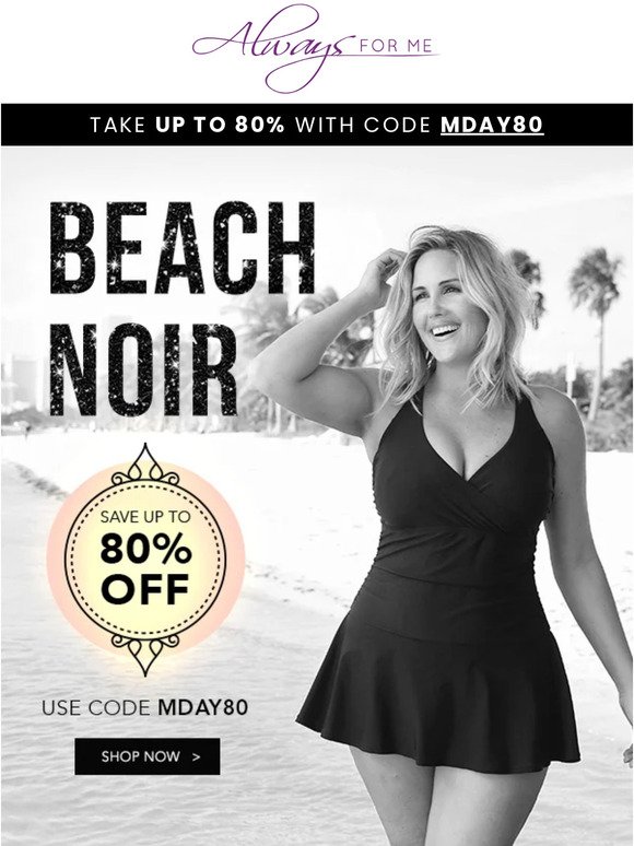 Beach Noir 🖤 Up to 80% off black swimwear!