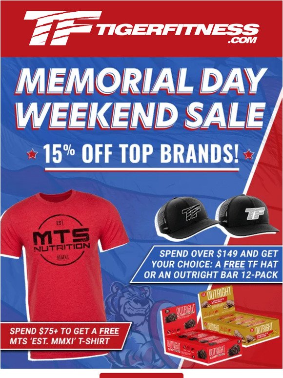 HUGE Memorial Day Sale 🎉 15% OFF Top Brands and FREE Gifts!