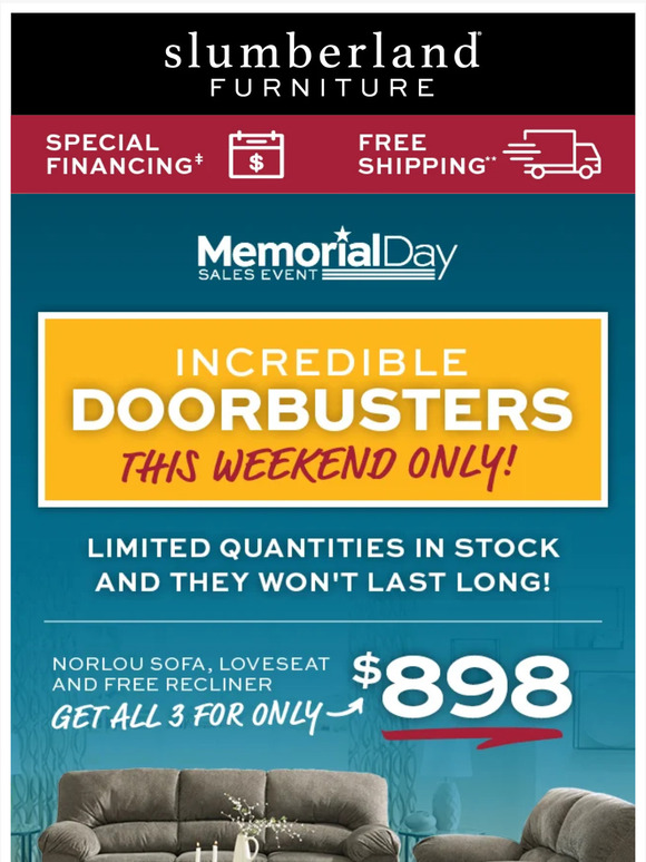 Slumberland memorial day deals sale