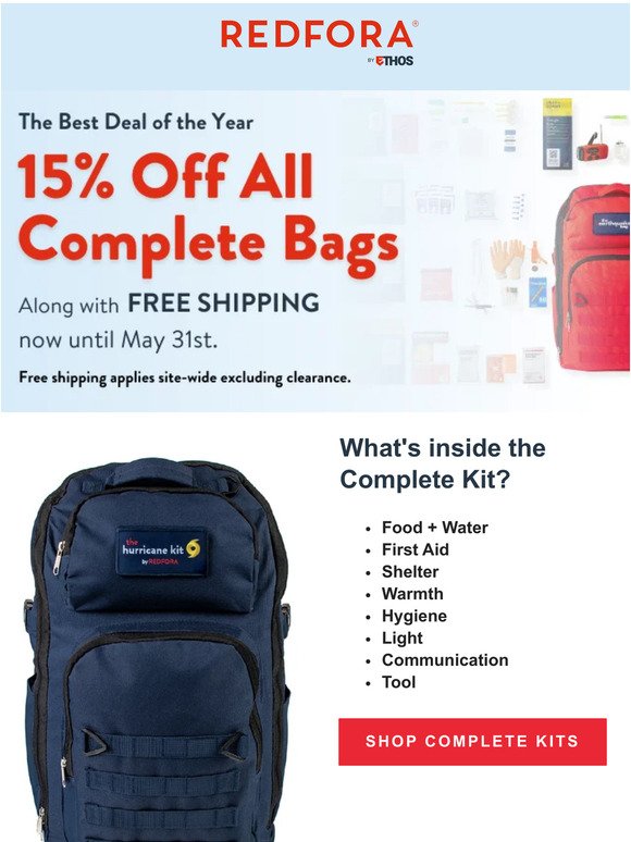 Reminder: 15% Off and Free Shipping on All Complete Kits