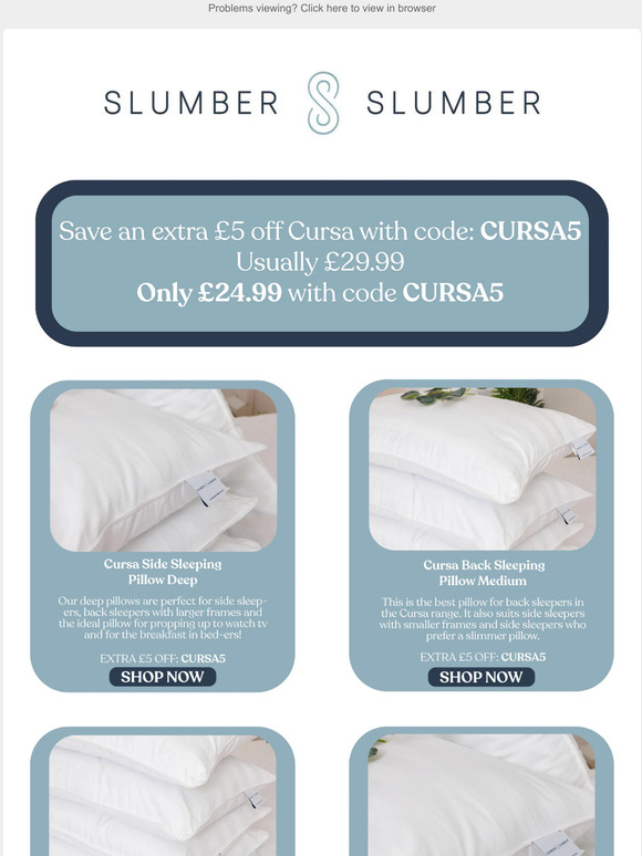 £5 OFF Cursa Pillows⭐💤