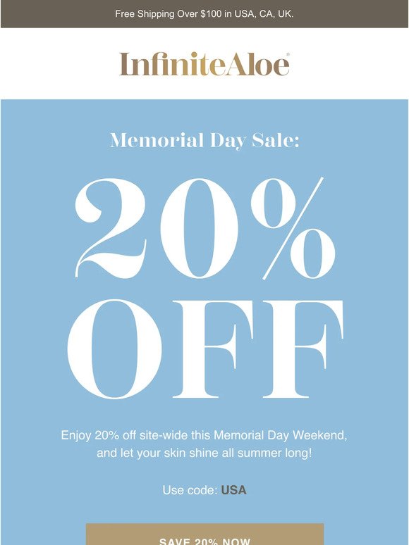 20% Off Memorial Day Sale Starts Now! 🇺🇸