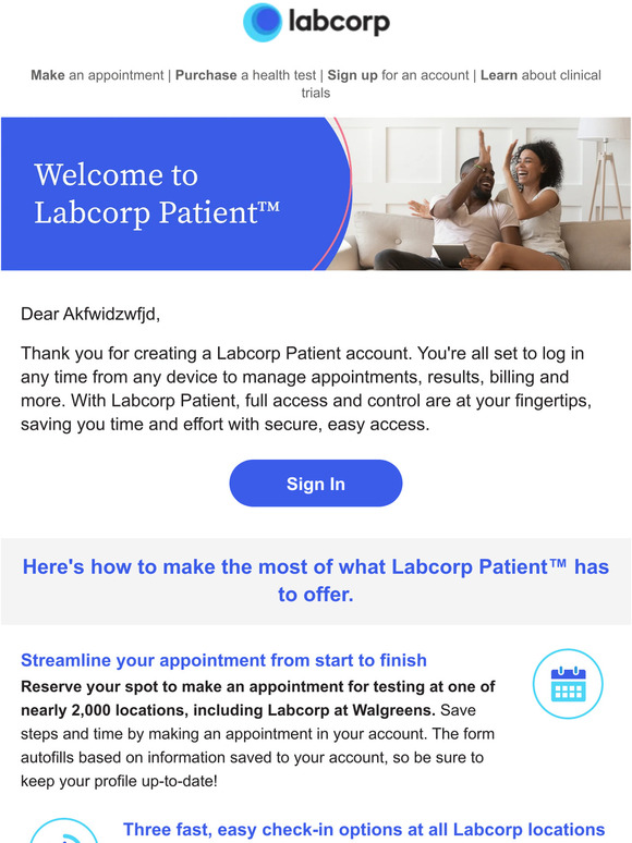 Labcorp: Welcome to your new Labcorp Patient account | Milled