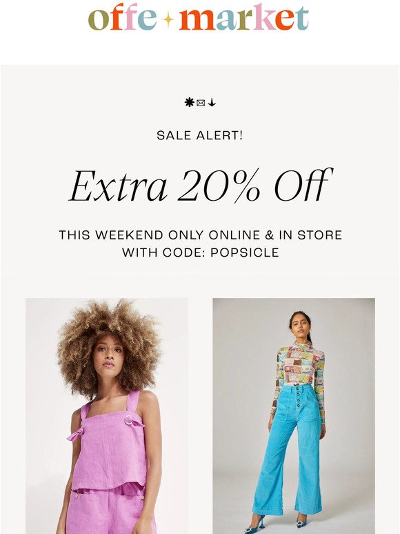 Extra 20% off, happy long weekend!