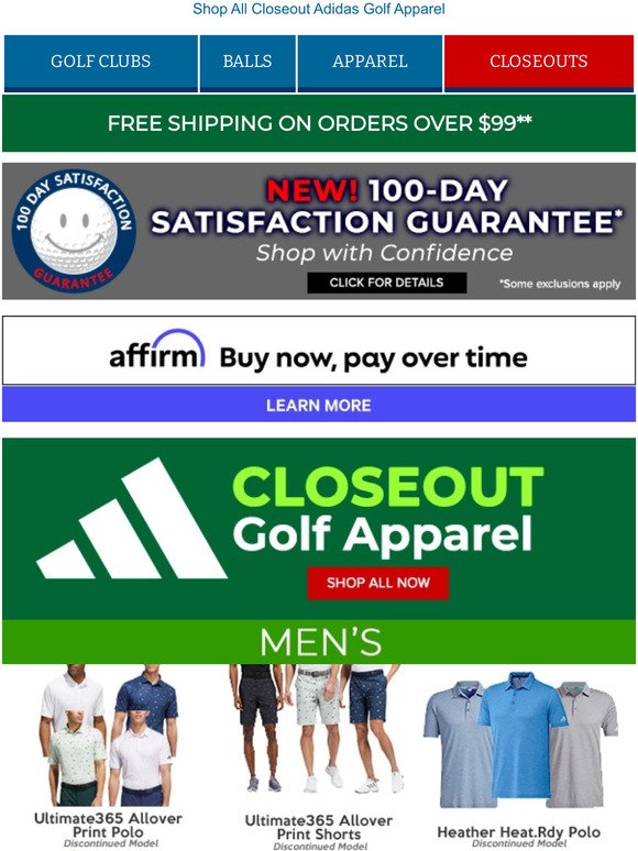 Shop & Save on Closeout Adidas & Puma Golf Apparel