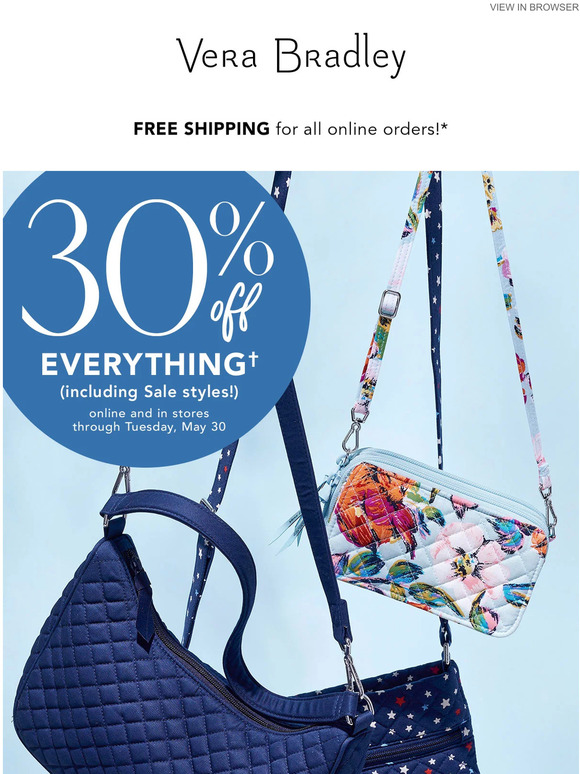 Vera Bradley (BCM second) Save 30 on new summer styles! Milled