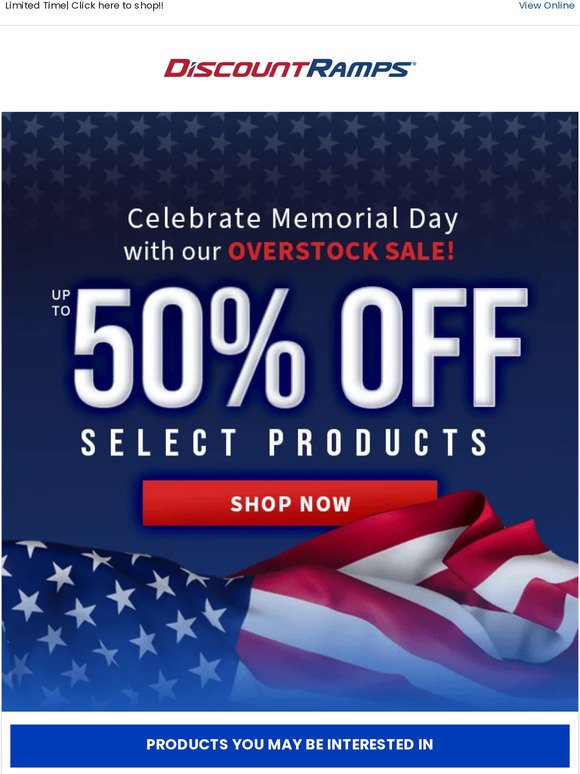 Up to 50% OFF! | Memorial Day Overstock