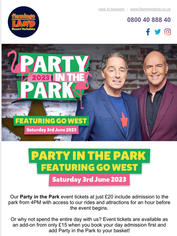 Go West - Party in the Park on Saturday 3rd June