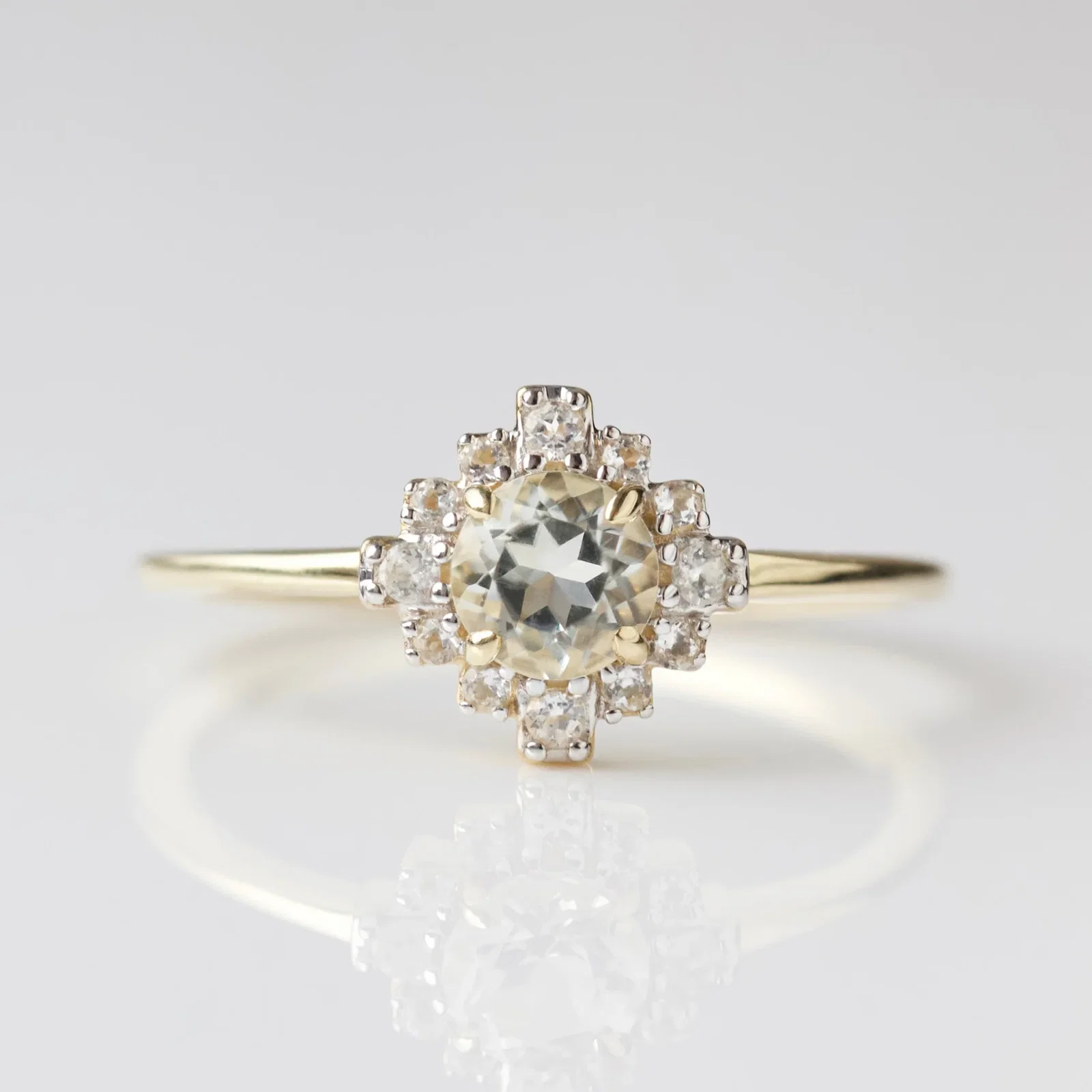 Image of Clara Green Amethyst Halo Ring
