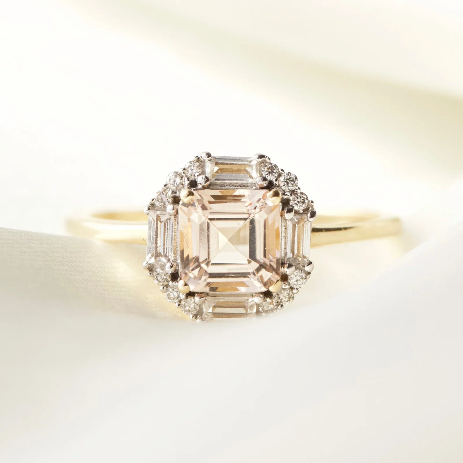 Image of Ophelia Morganite, Sapphire and Diamond Ring