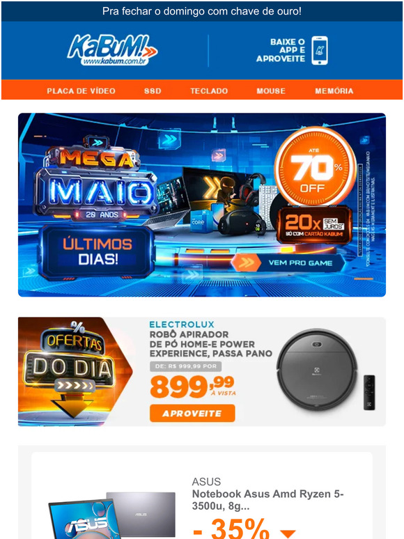 ⚠️ AVISO: Este e-mail está LOTADO de ofertas IMBATÍVEIS do KaBuM!