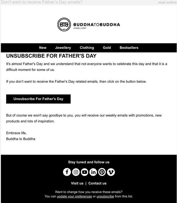 Don’t want to receive Father’s Day emails?