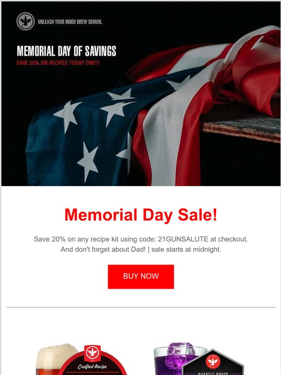 This Memorial Day | Save 20% on Any Recipe Kit