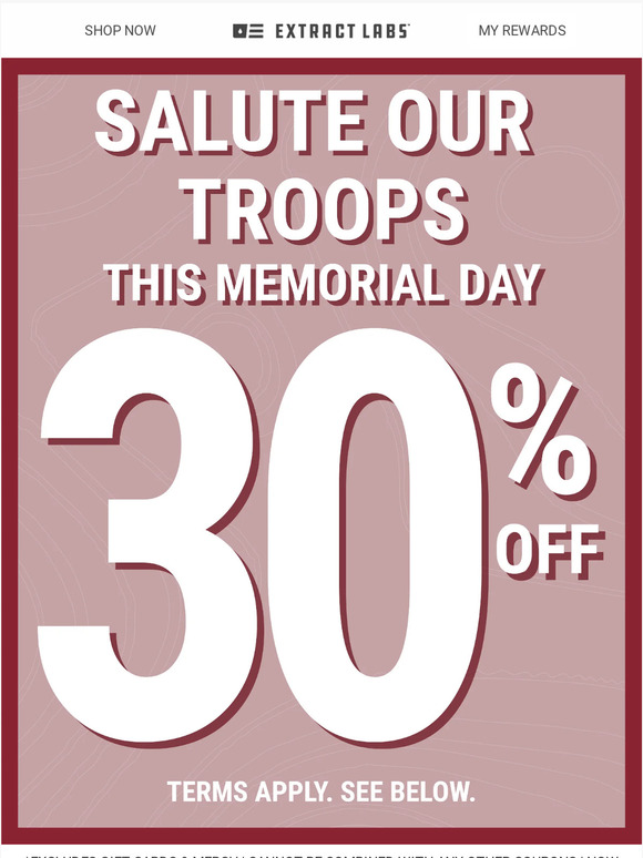 Don't Forget 30% Off CBD For Memorial Day📣