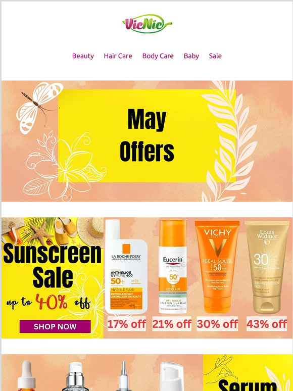 End of May Offers are here: Sunscreens, Serums & More