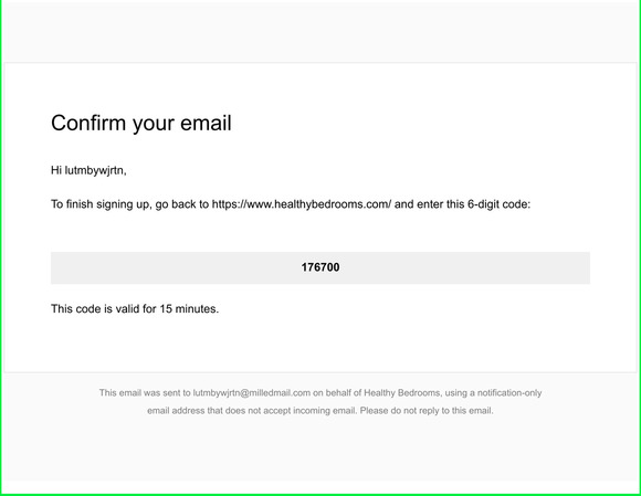 Healthy Bedrooms Verification Code