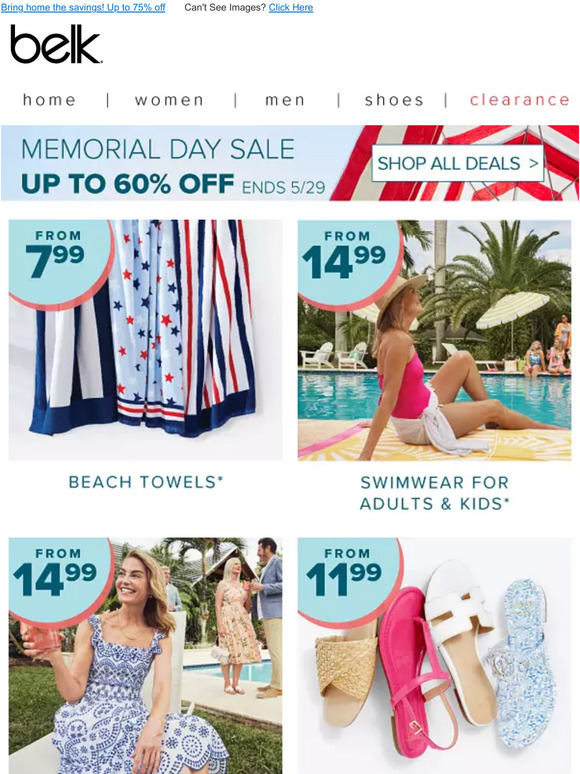 Belk Act Fast! Memorial Day Savings as low as 7.99 Milled