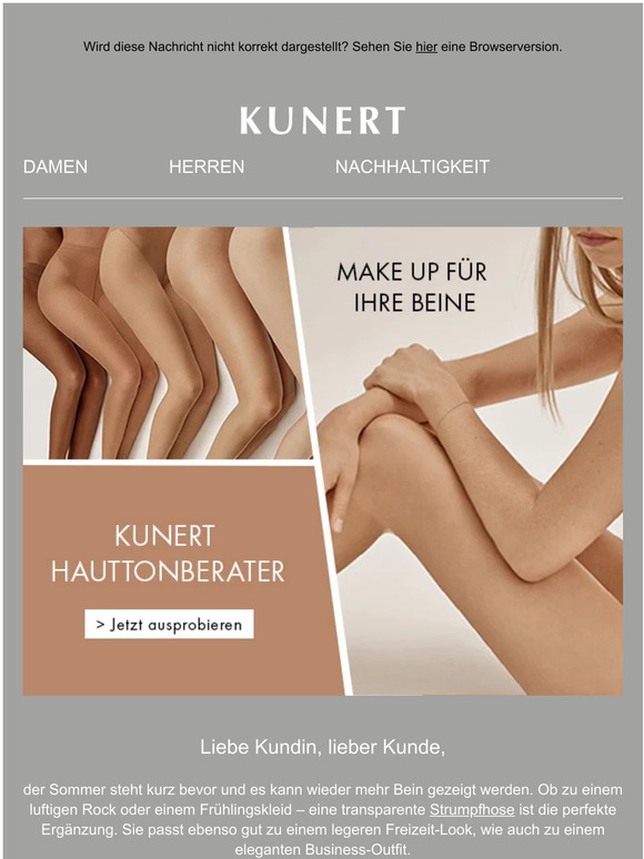 KUNERT Hauttonberater – Kennen Sie Ihren Hautton für transparente Strümpfe?