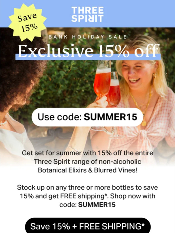 Use code: SUMMER15 for 15% off + FREE shipping* 🌞