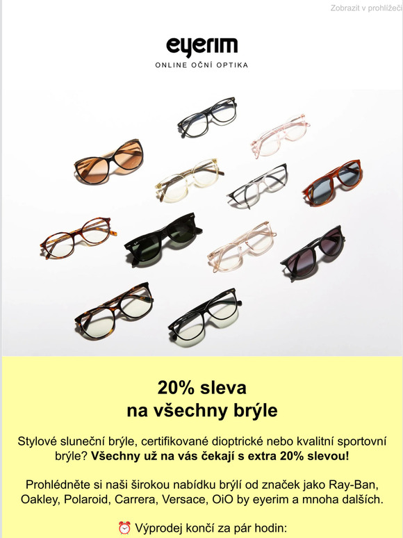 ⚡Zbývá jen 12 hodin: Extra 20% sleva na všechny brýle!⚡