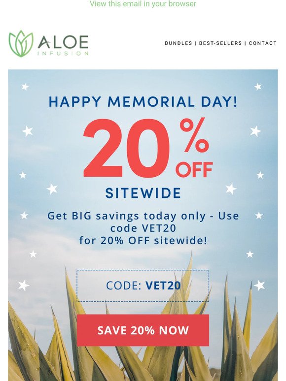 ❤️💙 20% OFF Memorial Day Savings - Today Only 💙❤️