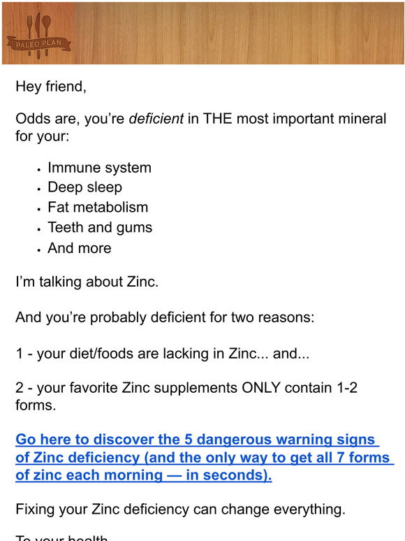 PaleoPlan 5 warning signs of Zinc deficiency Milled