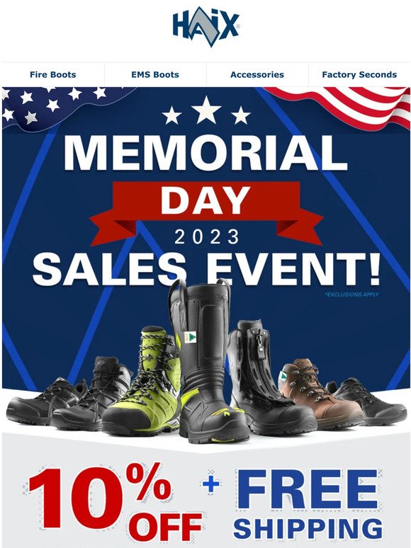 Memorial Day 10% Off + Free Shipping