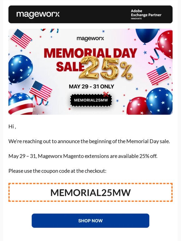 Memorial Day sale: 25% off 🔥