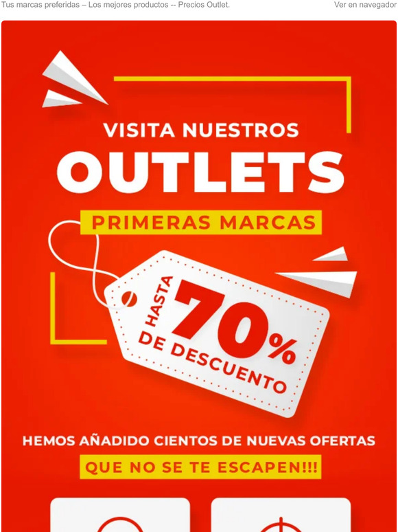 Visita nuestros Outlets: primeras marcas--grandes descuento!!!