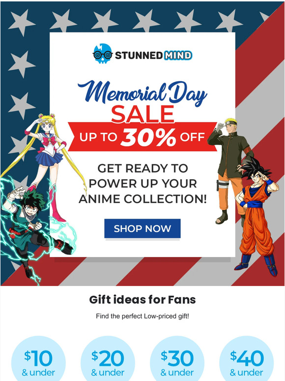 Memorial Day Deals for Anime Fans: Up to 30% off on Your Favorite Merch!