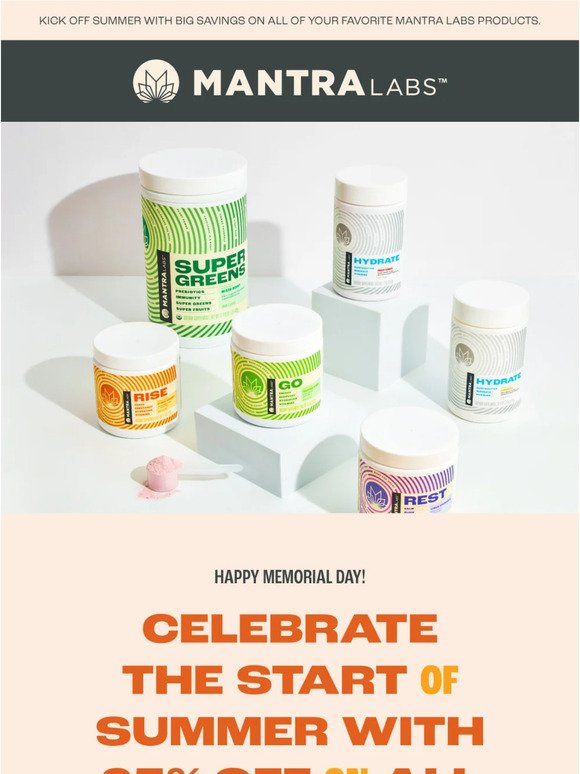 Celebrate Memorial Day with 25% off on all Mantra Labs products