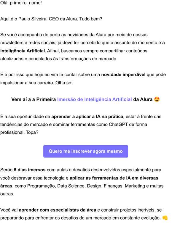 Alura no LinkedIn: Imersão Dev: Aprenda a Programar de graça em