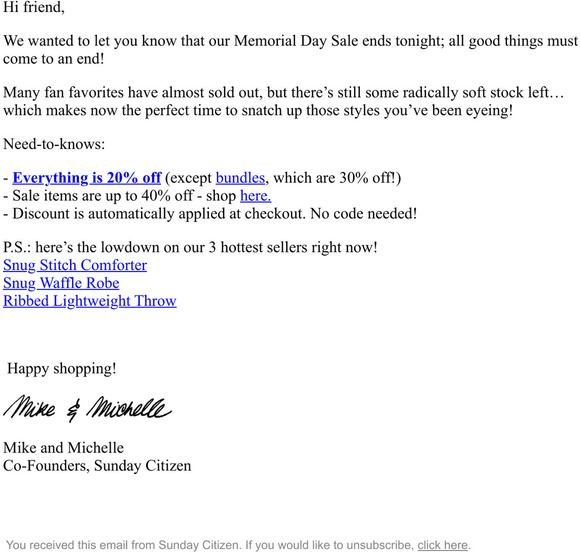 20% OFF SITEWIDE ENDS TONIGHT