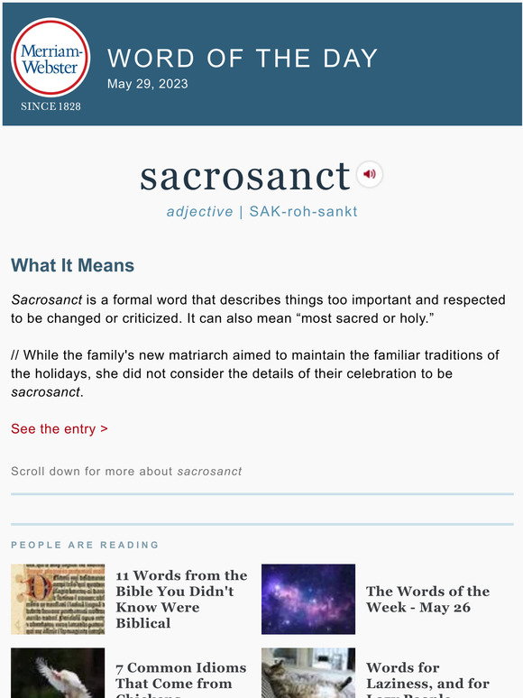 Merriam-Webster: Sacrosanct - plus, 11 Words from the Bible You Didn't ...
