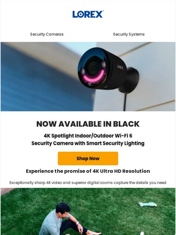 Now Available In Black - 4K Wi-Fi Camera with Smart Security Lighting