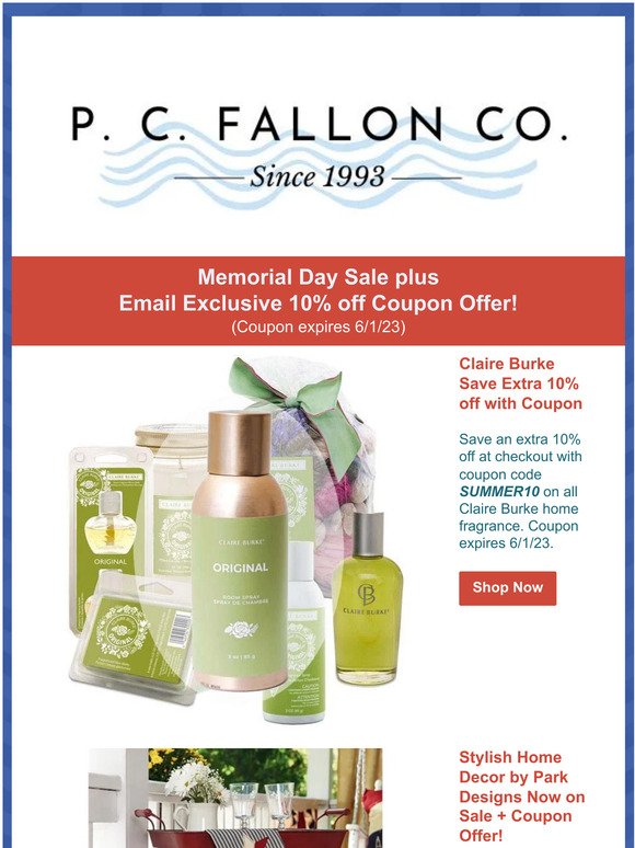 Claire Burke Memorial Day Sale & Coupon Offer!
