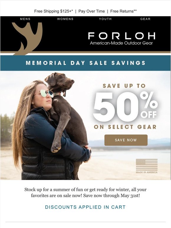 Happy Memorial Day! Save Up to 50% Off